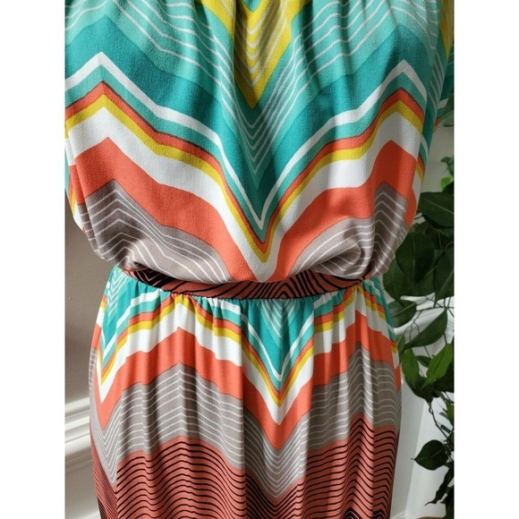 Worthington Women's Multicolor Polyester Scoop Neck Sleeveless Long Maxi Dress L - Picture 4 of 14